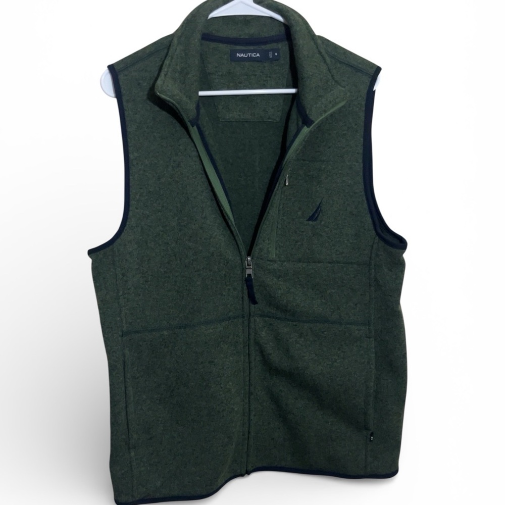 Nautica Forest Green Fleece Zip-Up Vest, Size M 90s Nautica Outdoor